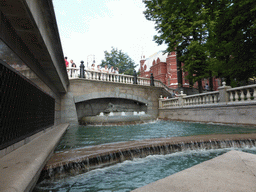 Fountain `Grotto` at the north side of the Neglinnaya River at the Alexander Garden, and the State Historical Museum of Russia