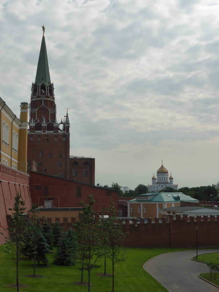 Extension to the Moscow Kremlin in front of the Trinity Tower and the Cathedral of Christ the Saviour, viewed from the top of the Ruined Grotto at the Alexander Garden