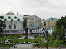 The Alexander Garden with the Monument to Patriarch Hermogenes, the fountain `Four Seasons of the Year` and the Moscow Manege, viewed from the top of the Ruined Grotto at the Alexander Garden