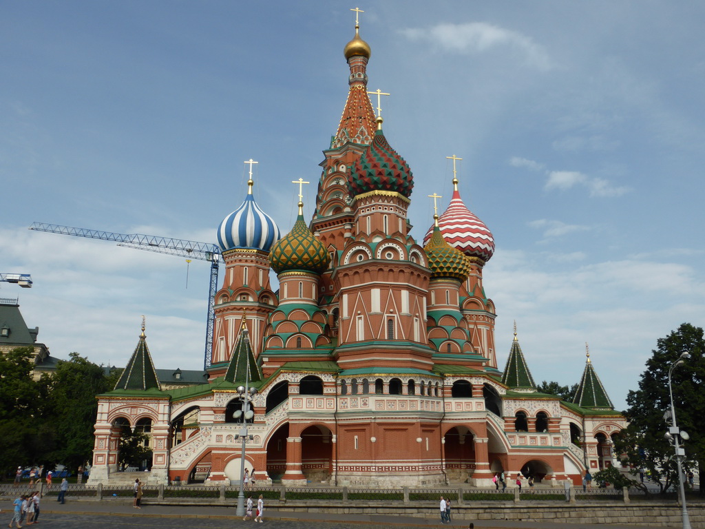 Southwest side of Saint Basil`s Cathedral at the Red Square