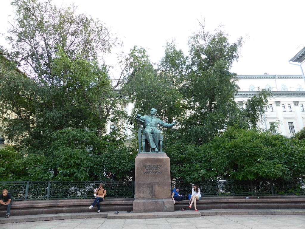 Sculpture of Peter Tchaikovsky in front of the Moscow Conservatory at the Bolshaya Nikitskaya street