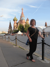 Miaomiao at the Red Square with the left front of Saint Basil`s Cathedral