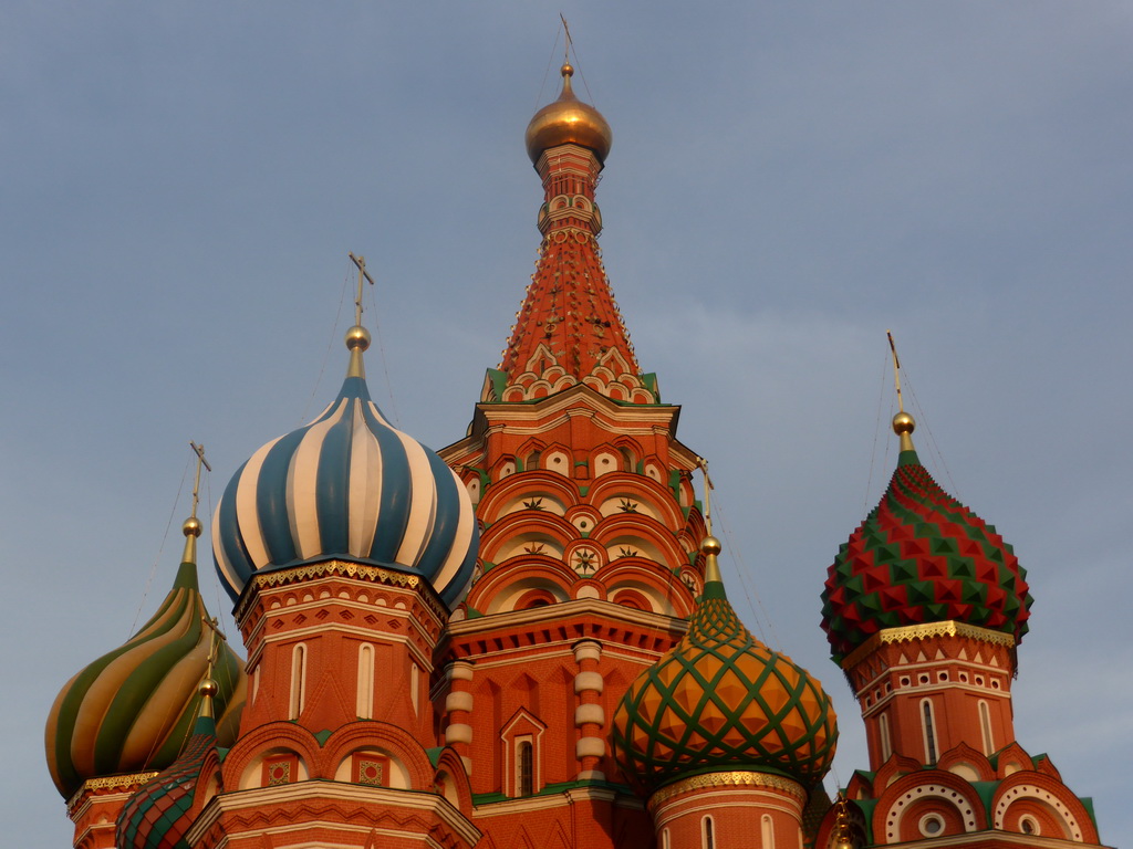 The towers of Saint Basil`s Cathedral at the Red Square