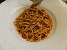 Spaghetti in a restaurant near the entrance to the Kolomenskoye estate