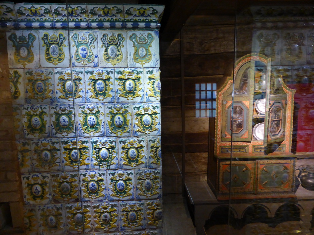 Painted tiles and closet in the House of Peter the Great at the Kolomenskoye estate
