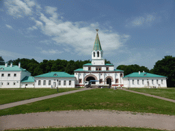 The Front Gate with the Clock Tower, the Colonel`s Chamber and the Intondant Chamber at the Tsar`s Courtyard at the Kolomenskoye estate