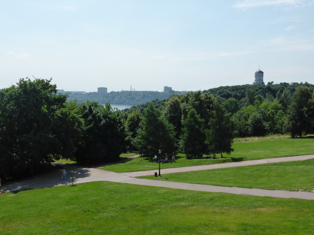 The Tsar`s Courtyard, the Tower of the Church of the Decapitation of Saint John in Dyakovo and the Moskva river and surroundings, viewed from the Gallery at the Church of the Ascension at the Kolomenskoye estate