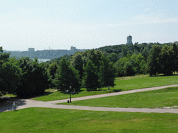 The Tsar`s Courtyard, the Tower of the Church of the Decapitation of Saint John in Dyakovo and the Moskva river and surroundings, viewed from the Gallery at the Church of the Ascension at the Kolomenskoye estate