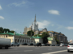 The Novinsky Passage shopping center and the Kudrinskaya Square Building at the Novinskiy Boulevard, viewed from the taxi to the airport