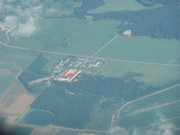 Buildings at the Keila-Haapsalu road near the town of Padise, viewed from the plane from Tallinn to Amsterdam