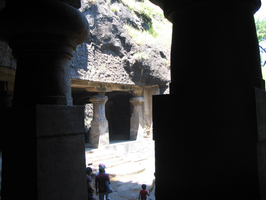 One of the Elephanta Caves, from inside