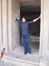 Swapnil at the entrance of one of the Elephanta Caves