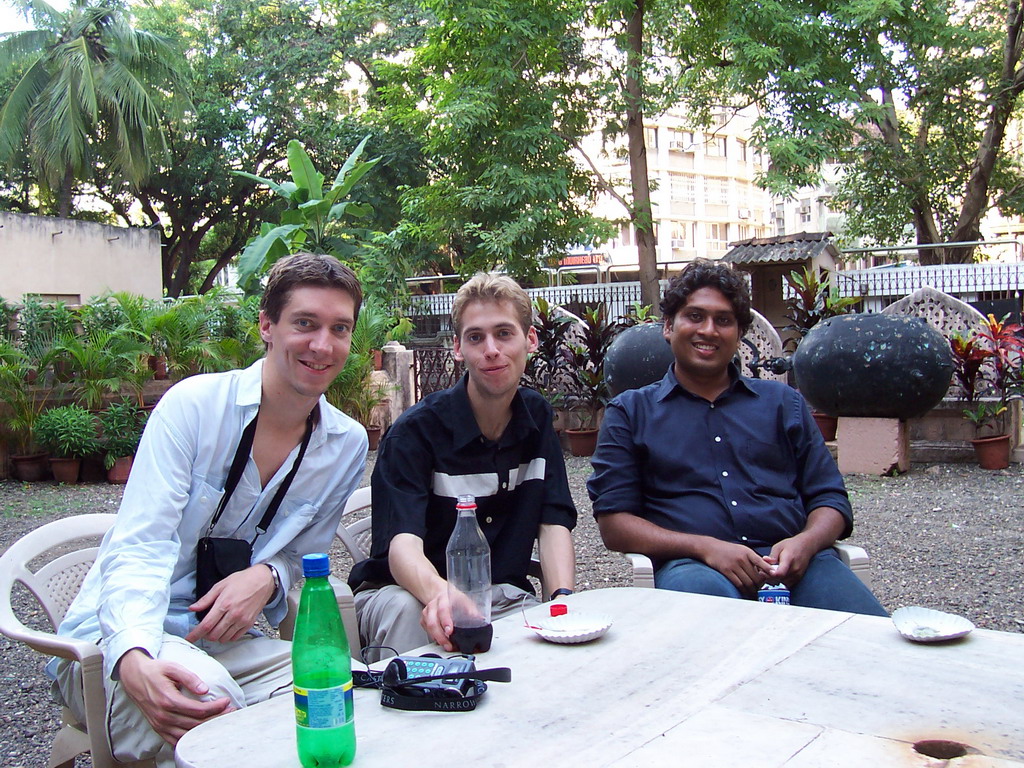 Tim, Rick and Swapnil on a terrace near the Prince of Wales Museum of Western India