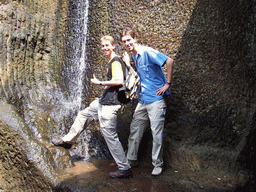 Tim and Rick and a waterfall near the Kanheri Caves