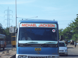 Bus with `Michael Jackson` text on the window