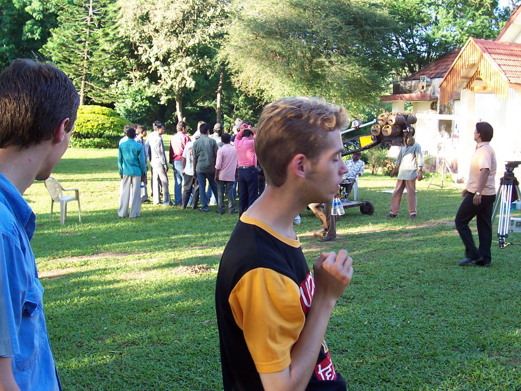 Tim and Rick at a Bollywood film set at Film City