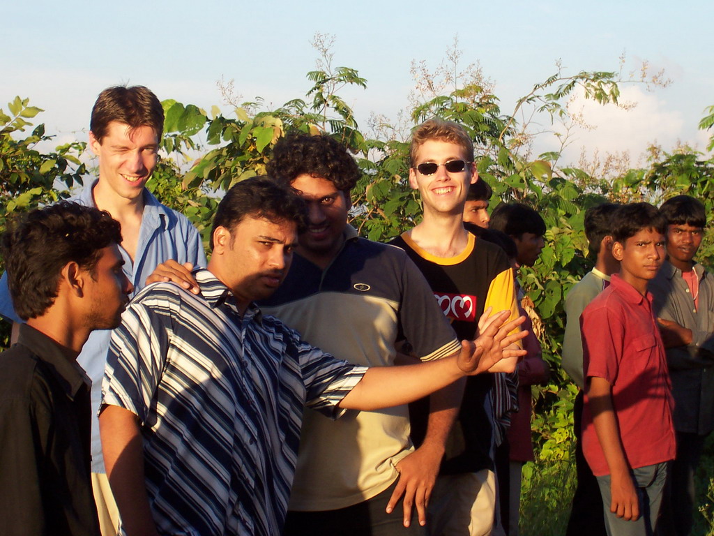 Tim, Rick, Swapnil and Parag at a Bollywood film set at Film City