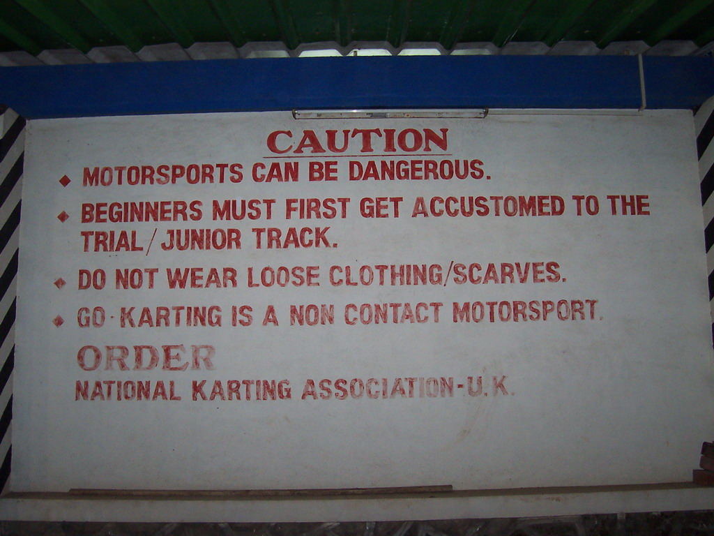 Sign at the Go Kart Track of Hiranandani Garden Estate, Powai