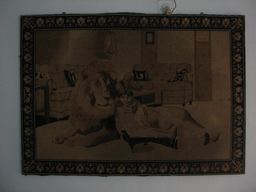 Tapestry in the bedroom in the apartment of Anand`s family