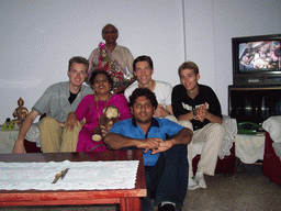 Tim, David, Rick, Swapnil and Anand`s parents with our flowers in the apartment of Anand`s family