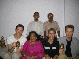 Tim, David, Rick, Chandan and Anand`s parents in the apartment of Anand`s family