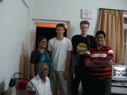 Tim, David, Swapnil and two Indian friends in their apartment