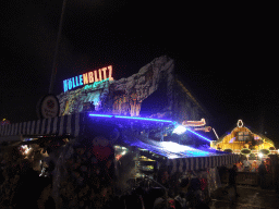 Funfair at the Oktoberfest terrain at the Theresienwiese square, by night