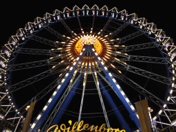 Ferris wheel at the Oktoberfest terrain at the Theresienwiese square, by night