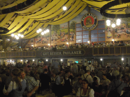 Interior of the Paulaner tent at the Oktoberfest terrain at the Theresienwiese square