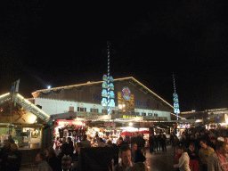 Front of the Paulaner tent at the Oktoberfest terrain at the Theresienwiese square, by night