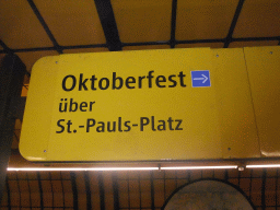 Sign leading to the Oktoberfest festival at a subway station