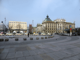 Karlsplatz square, with the southeast side of the Justizpalast building