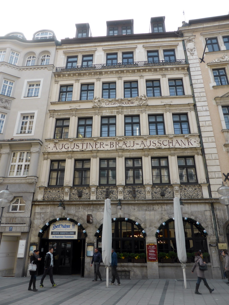 Front of the Augustiner Bräu beer hall at the Neuhauser Straße street