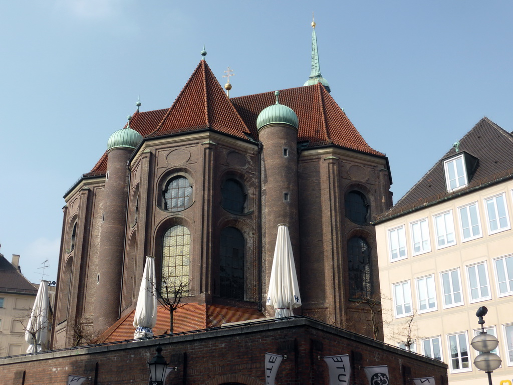 Back side of St. Peter`s Church, viewed from the Viktualienmarkt square