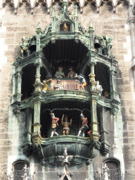 The Rathaus-Glockenspiel chimes in the tower of the Neues Rathaus building