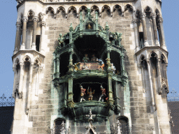 The Rathaus-Glockenspiel chimes in the tower of the Neues Rathaus building