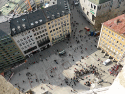 The Marienplatz square and the Rosenstraße street, viewed from the tower of the Neues Rathaus building