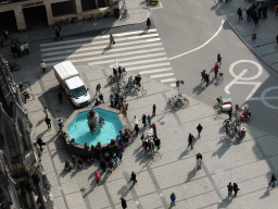 The Fischbrunnen fountain at the Marienplatz square, viewed from the tower of the Neues Rathaus building