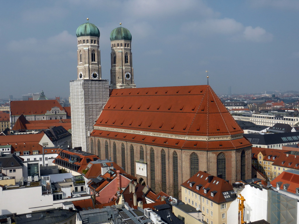 Northwest side of the city with the Frauenkirche church and St. Michael`s Church, viewed from the tower of the Neues Rathaus building