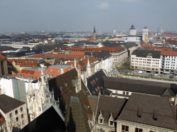 North side of the city with the Marienhof square, the Salvatorkirche church and the Theatinerkirche church, viewed from the tower of the Neues Rathaus building