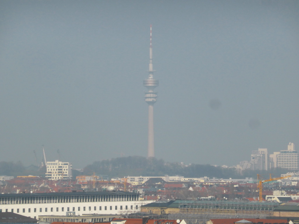 The Olympiaturm tower, viewed from the tower of the Neues Rathaus building