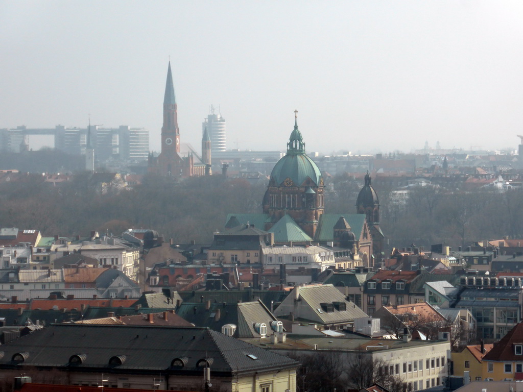 St. Luke`s Church and New St. John`s Church, viewed from the tower of the Neues Rathaus building