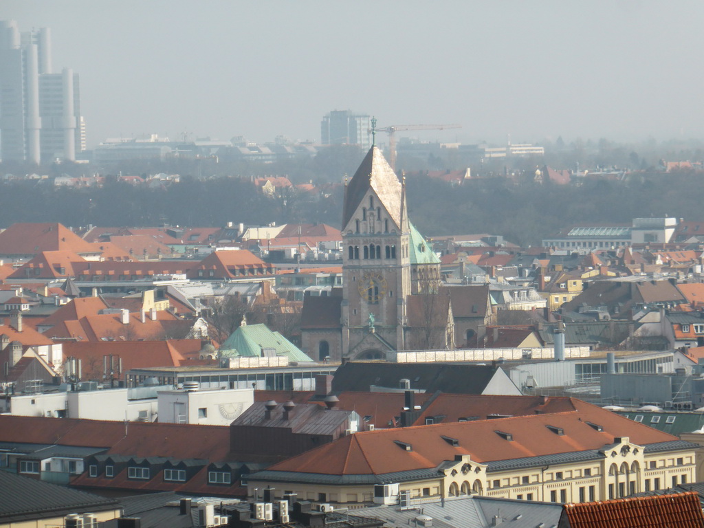 The Parish Church of St. Anna and the HVB Tower, viewed from the tower of the Neues Rathaus building