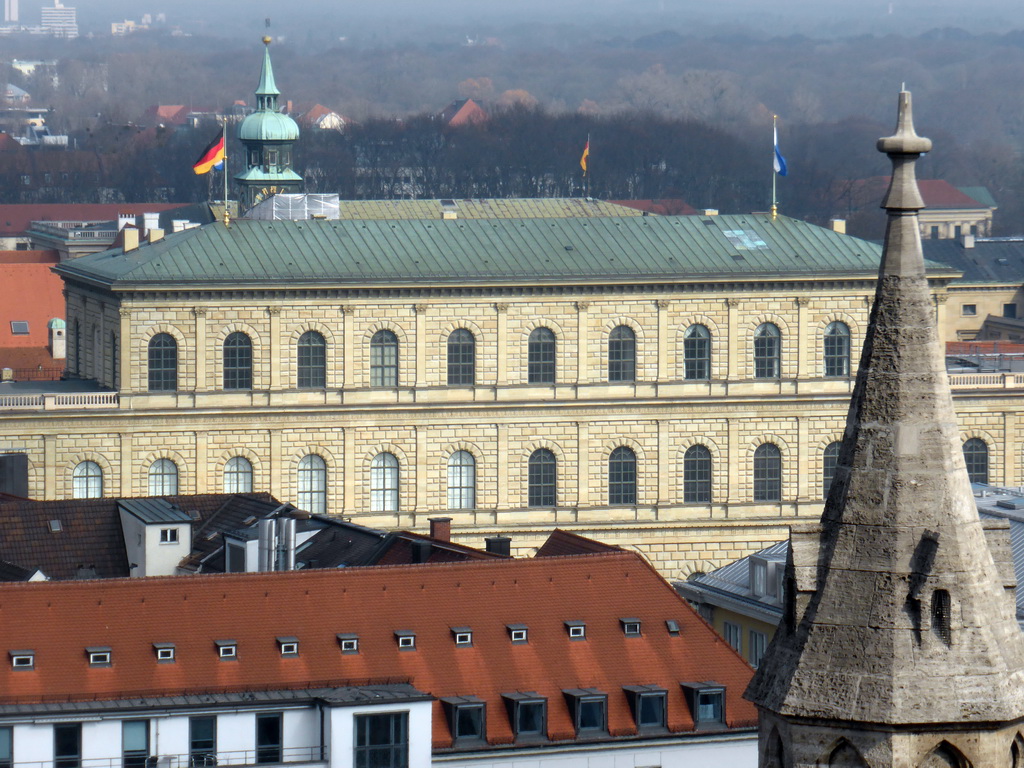 The Munich Residenz palace, viewed from the tower of the Neues Rathaus building