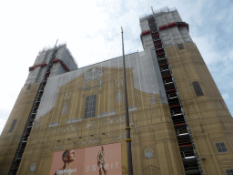 Front of the Theatinerkirche church, under renovation, at the Odeonsplatz square