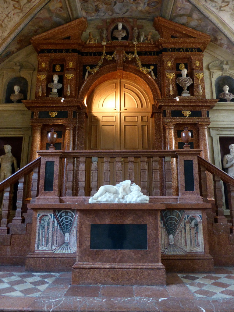 Staircase and door at the back of the Antiquarium hall at the Lower Floor of the Munich Residenz palace