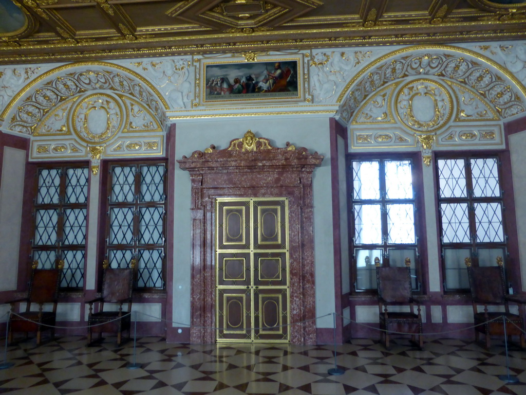 Door and chairs at the Treves Rooms at the Upper Floor of the Munich Residenz palace