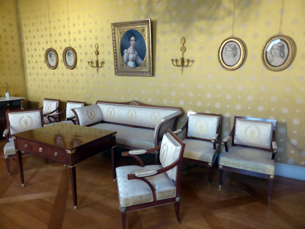 Table, sofa and chairs in one of the Charlotte Chambers at the Upper Floor of the Munich Residenz palace