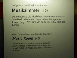 Explanation on the Music Room at the Court Garden Rooms at the Upper Floor of the Munich Residenz palace
