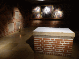 Altar, tombs and paintings in the crypt of the Frauenkirche church